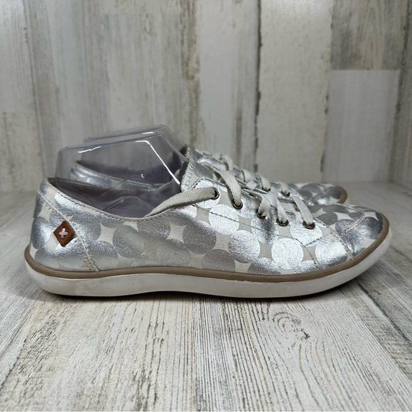Dr Scholl's Maylee Lace Up Sneakers Geometric Silver Metallic Polka-Dot #65 - Picture 6 of 12